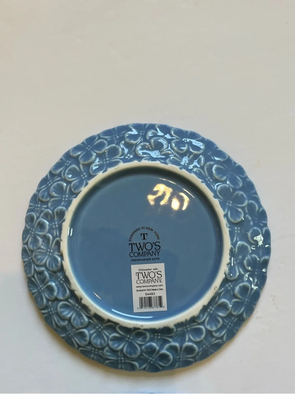 TWO’S COMPANY BLUE HYDRANGEA TIDBIT PLATE | SET OF 4 | NEW WITH TAGS